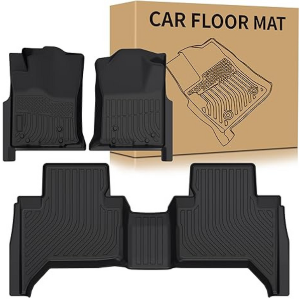 Floor Mats Fit for 2005-2015 Toyota Tacoma Double Cab All-Weather TPE Floor Liner, Black